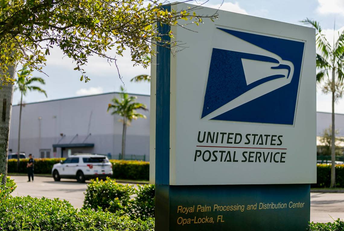 A view of the U.S. Postal Service Mail Processing Facility in Opa-locka, Florida on Monday, January 10, 2022.