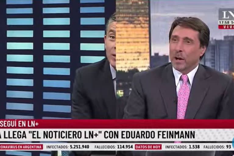 Pablo Rossi y Eduardo Feinmann estaban iniciando el pase de este lunes cuando de golpe el primer periodista "salió" de la pantalla