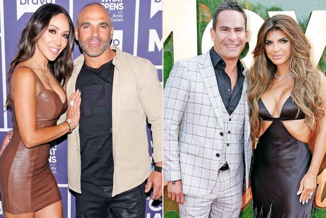 Charles Sykes/Bravo/NBCU Photo Bank/Getty; Jeff Kravitz/Getty Melissa and Joe Gorga (left) and Teresa Giudice and Louie Ruelas (right)