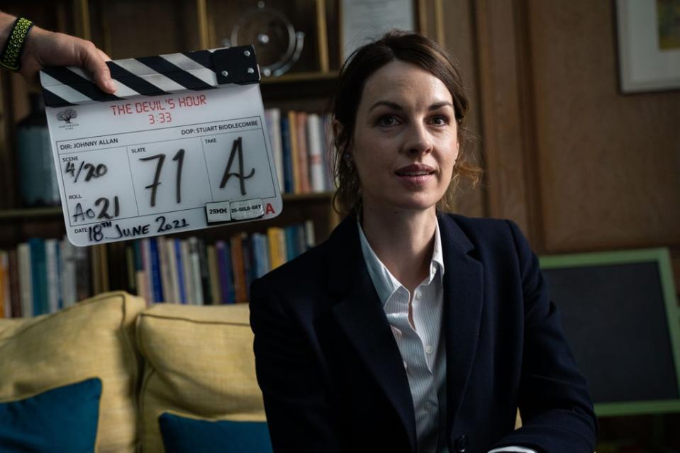 Jessica Raine filming Amazon’s The Devils Hour (Amazon Prime Video)