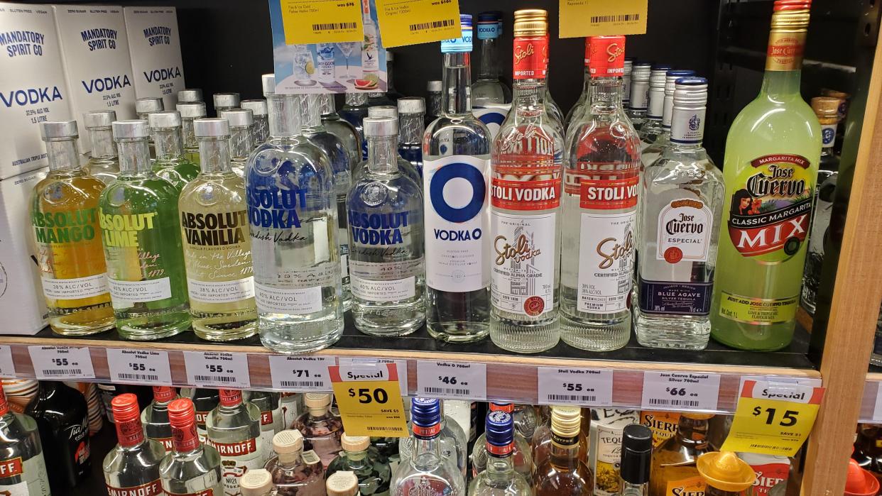 Shelf of alcohol in Australia