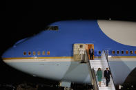 <p>President Donald Trump and First Lady Melania Trump arrive aboard Air Force One at Warsaw military airport in Warsaw, Poland July 5, 2017. (Photo: Laszlo Balogh/Reuters) </p>