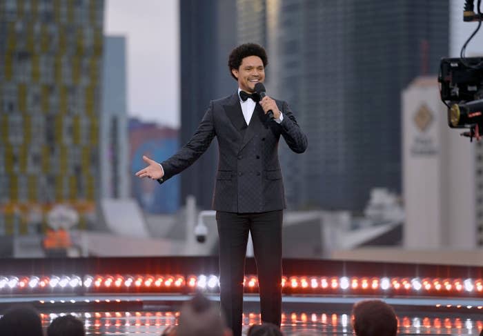 Trevor Noah hosts the 64th Annual Grammy Awards on April 3, 2022, in Las Vegas.