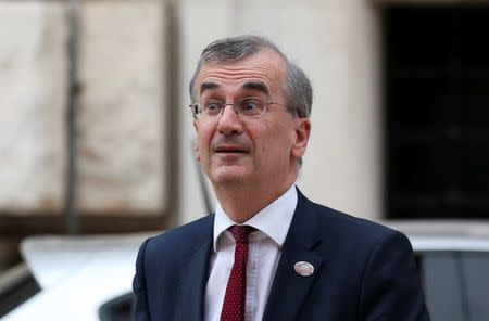 Governor of the Bank of France Francois Villeroy de Galhau arrives at the Petruzzelli Theatre during a G7 for Financial ministers in the southern Italian city of Bari, Italy May 11, 2017. REUTERS/Alessandro Bianchi