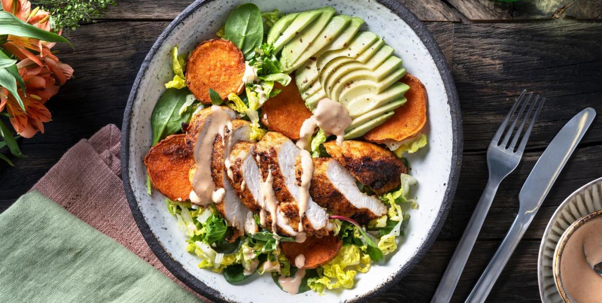 green chef chicken roasted sweet potato salad