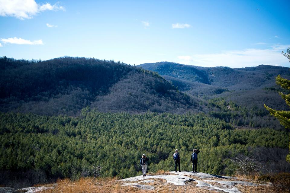 A scenic overlook along a trail through Panthertown Valley, a biologically diverse area with waterfalls and granite cliffs known as the "Yosemite of the East."