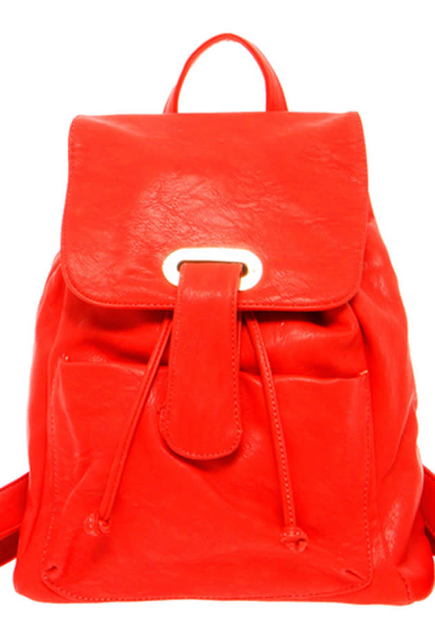 backpack red leather boohoo