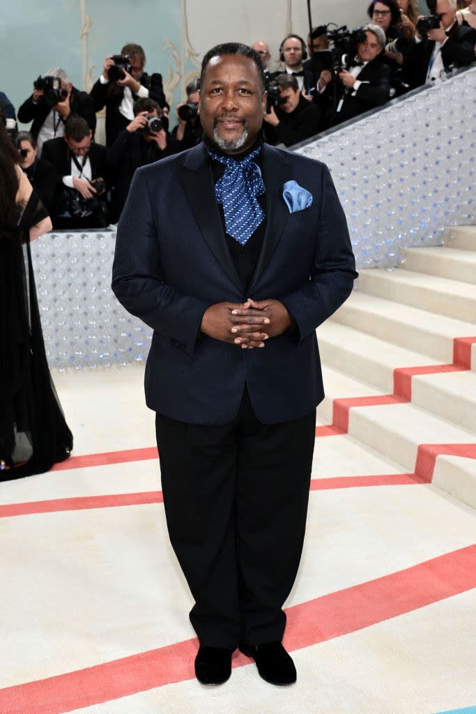 Wendell Pierce attends The 2023 Met Gala in a blue suit