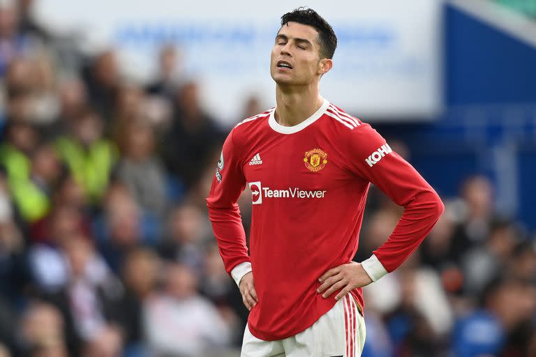 Cristiano Ronaldo, abatido durante la goleada que Manchester United sufrió ante Brighton