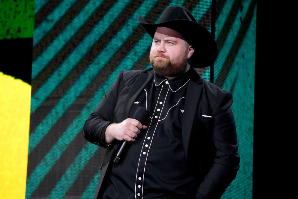 AUSTIN, TEXAS - APRIL 07: Paul Walter Hauser speaks onstage during the 2024 CMT Music Awards at Moody Center on April 07, 2024 in Austin, Texas. (Photo by Jeff Kravitz/Getty Images for CMT)