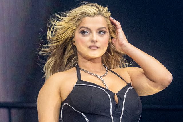 <p>Emma McIntyre/Getty</p> Bebe Rexha performs onstage at the 2024 Coachella