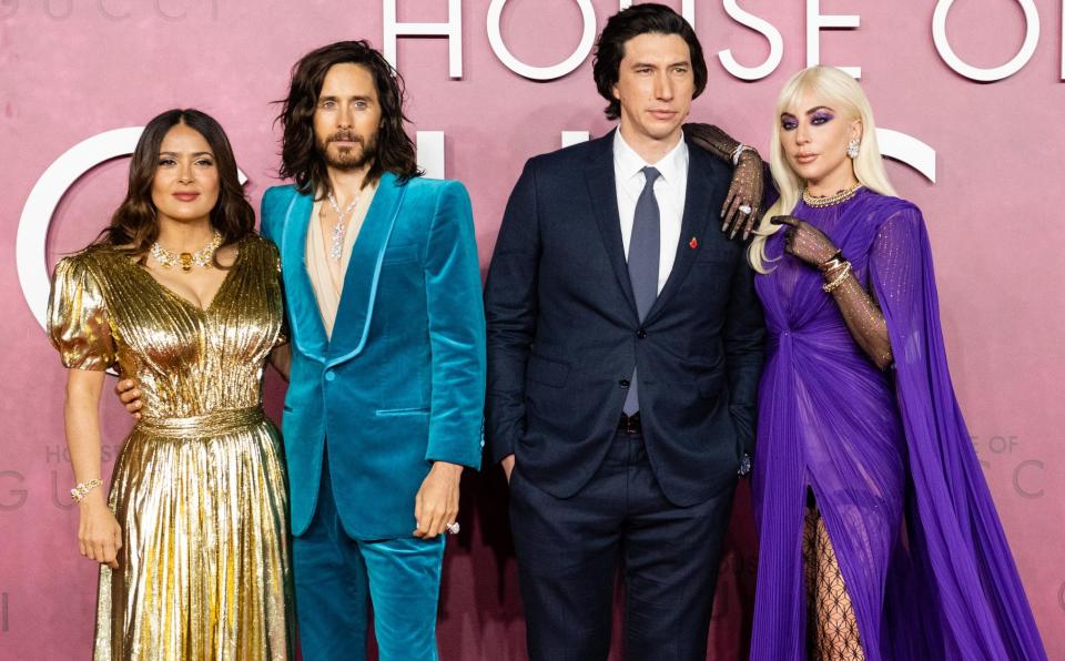 The cast of the House of Gucci film on the red carpet - Getty Images