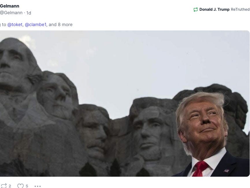 Screengrab of Trump's Truth Social post on June 6 2020