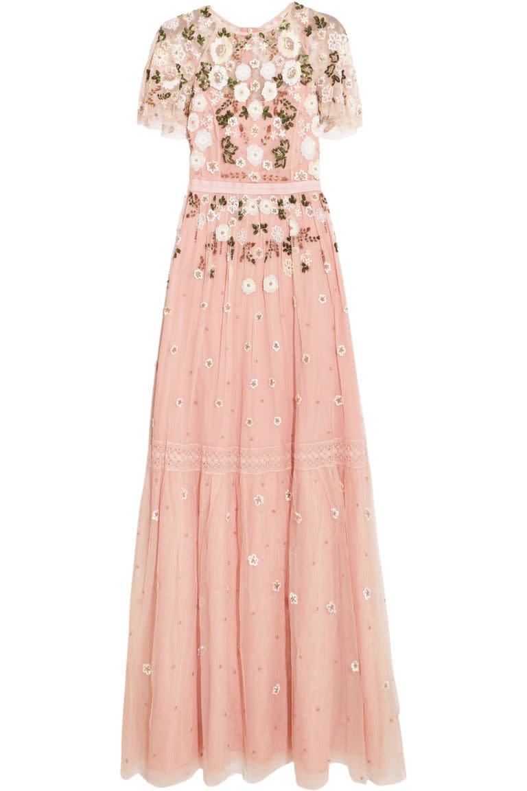 <p><em>Lace-Trimmed Embellished Tulle Gown, NEEDLE & THREAD (Available at Net-a-Porter), $425</em></p><p><a rel="nofollow noopener" href="https://www.net-a-porter.com/us/en/product/878597?cm_mmc=polyvoreUS-desktop-_-cpc-_-gowns-_-https://www.net-a-porter.com/us/en/product/878597" target="_blank" data-ylk="slk:BUY NOW;elm:context_link;itc:0;sec:content-canvas" class="link ">BUY NOW</a></p>