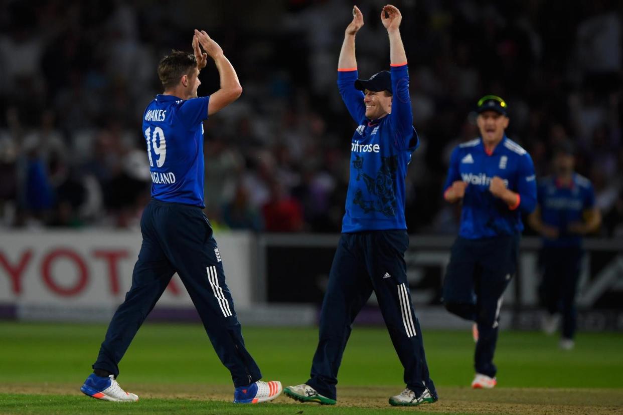 Closed out: Chris Woakes bowled three dots and took a wicket in the final over: Getty Images