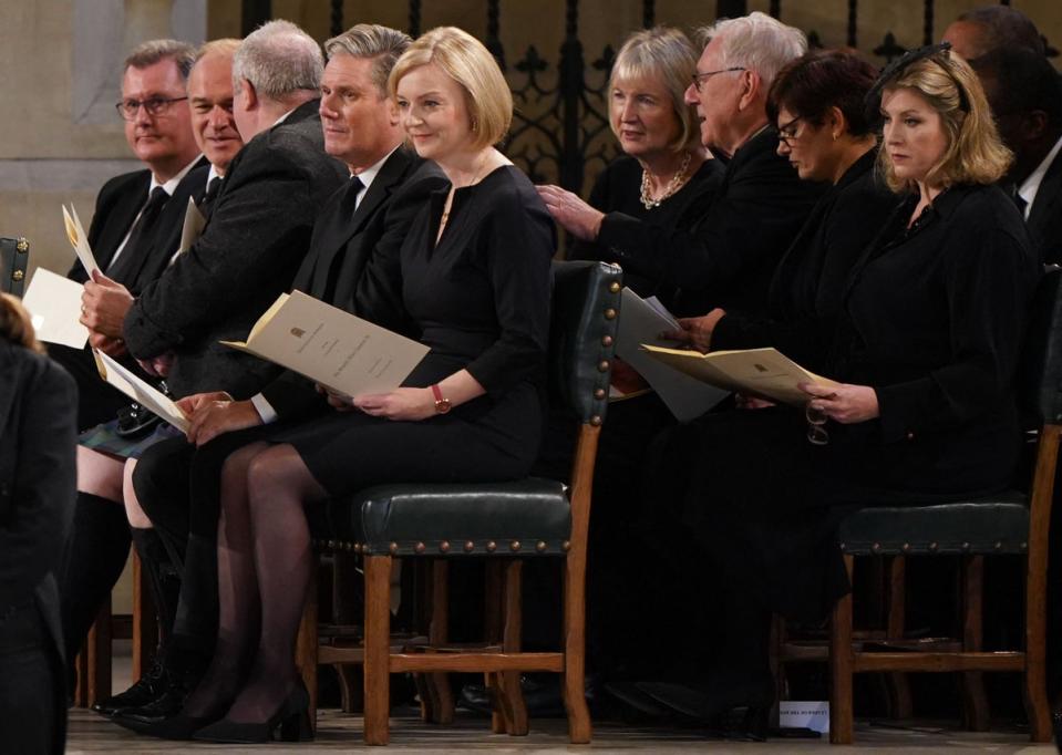 Prime Minister Liz Truss and Sir Keir Starmer attend a thanksgiving service for the Queen in St Giles' Cathedral, Scotland (POOL/AFP via Getty Images)