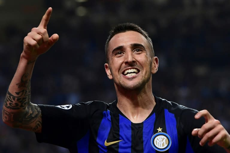 Inter Milan's Uruguayan midfielder Matias Vecino scored the winner against Tottenham in the San Siro