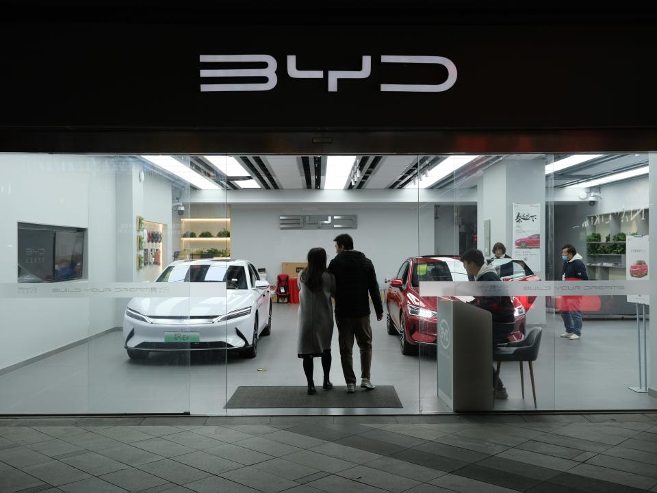 BYD EV car store in Shanghai, China, in 2021.