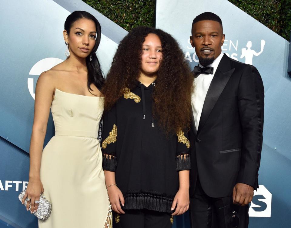 PHOTO: (L-R) Corinne Foxx, Anelise Bishop and Jamie Foxx attend the 26th Annual Screen Actors's Guild Awards at The Shrine Auditorium on Jan. 19, 2020 in Los Angeles. (Gregg Deguire/Getty Images, FILE)