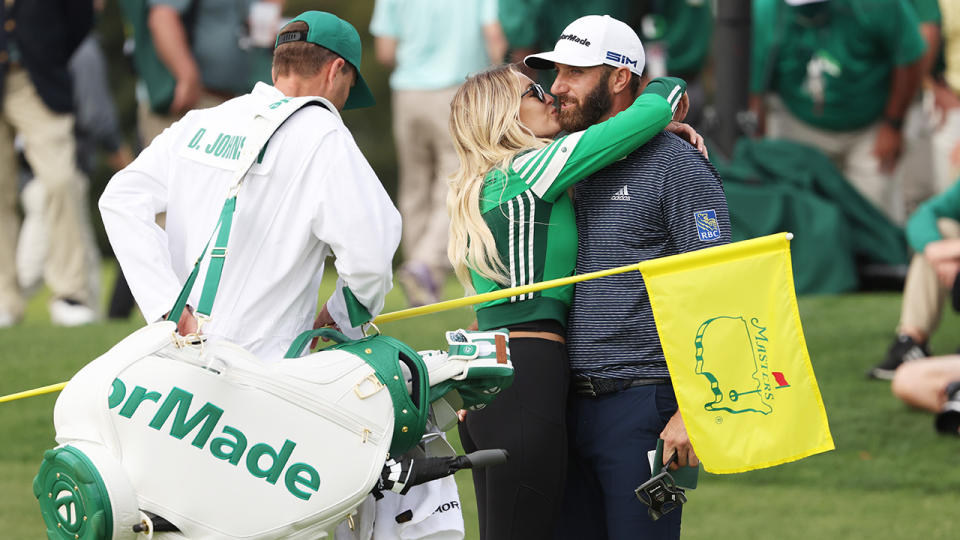 Dustin Johnson and Paulina Gretzky, pictured here celebrating after winning the Masters.