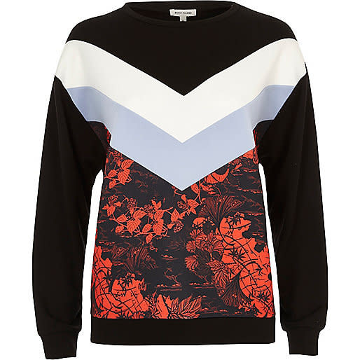 Floral Print Block Sweatshirt