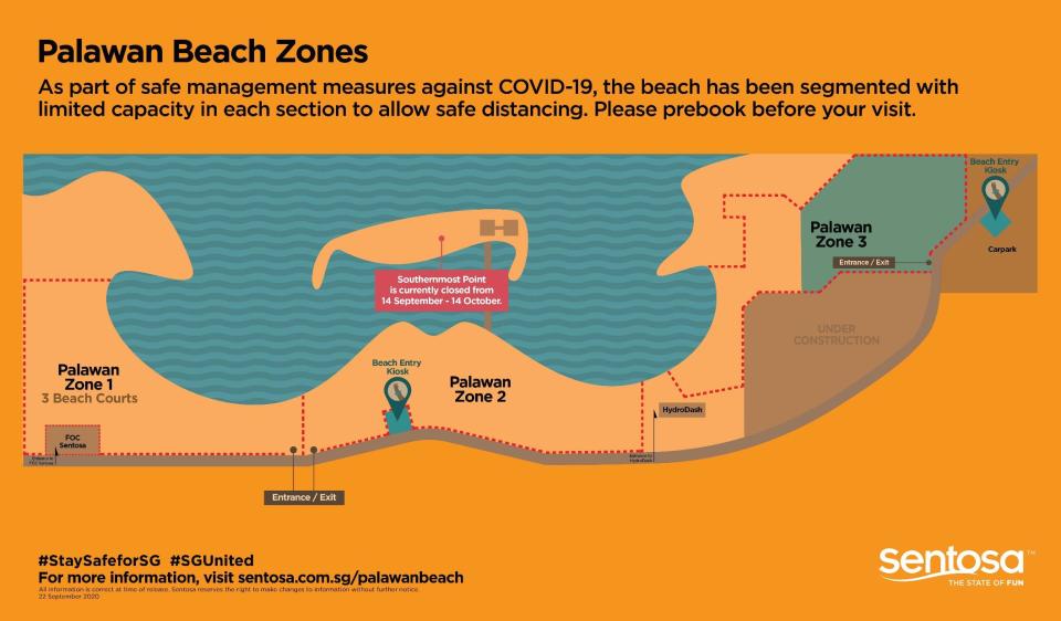 Palawan Beach Zones. (PHOTO: Sentosa)