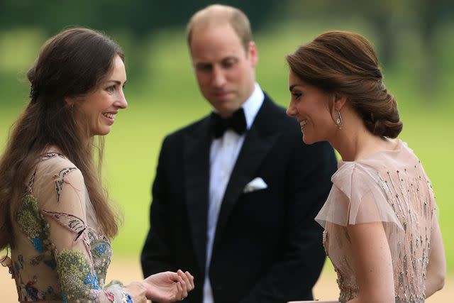 <p>Stephen Pond/Getty </p> Kate Middleton chats with Rose Cholmondeley, the Marchioness of Cholmondeley, at a charity gala dinner in June 2016.