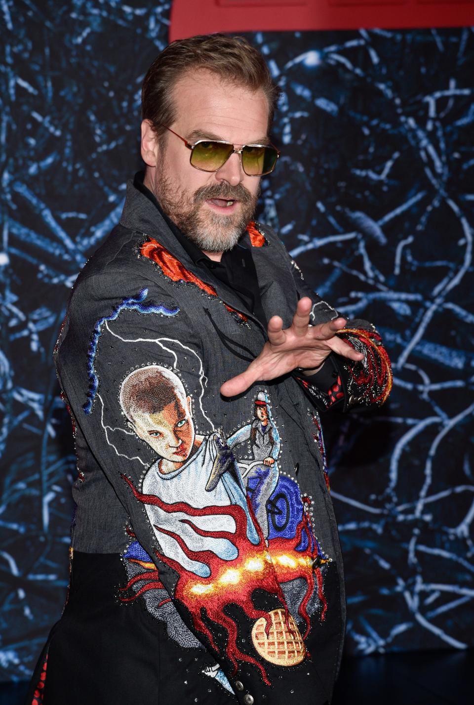 David Harbour attends the premiere of "Stranger Things" season four at Netflix Studios Brooklyn on Saturday, May 14, 2022, in New York. (Photo by Evan Agostini/Invision/AP) ORG XMIT: NYEA128