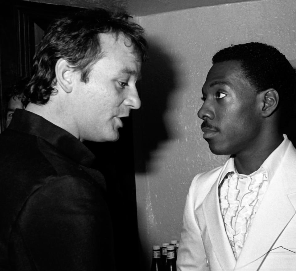 NEW YORK CITY - MARCH 12: Bill Murray and Eddie Murphy attend Hard Rock Cafe Grand Opening on March 12, 1984 in New York City. (Photo by Ron Galella/Ron Galella Collection via Getty Images)