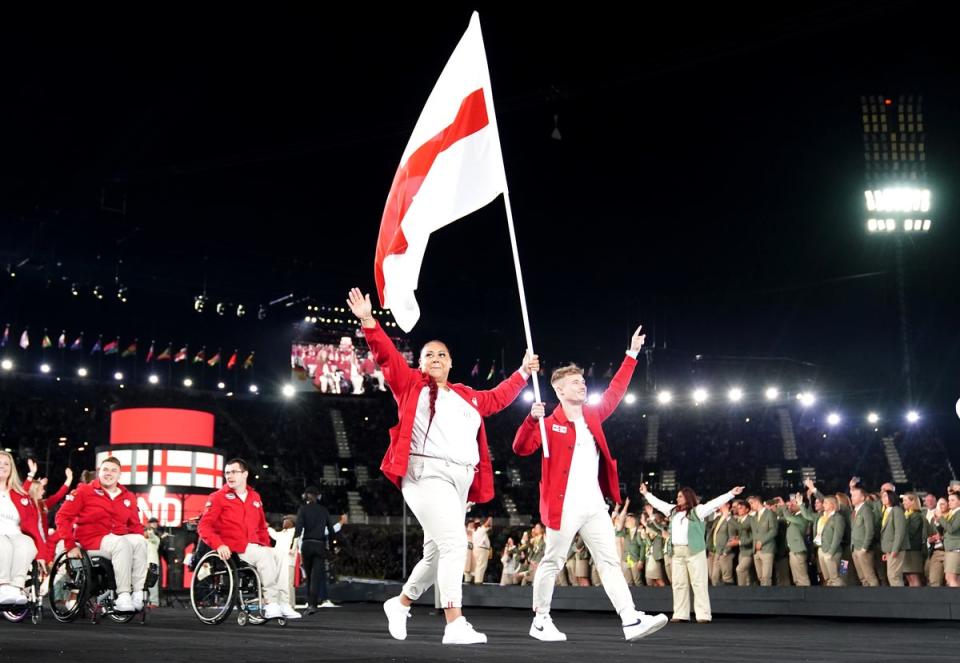 Emily Campbell and Jack Laugher led England into Alexander Stadium (Mike Egerton/PA) (PA Wire)