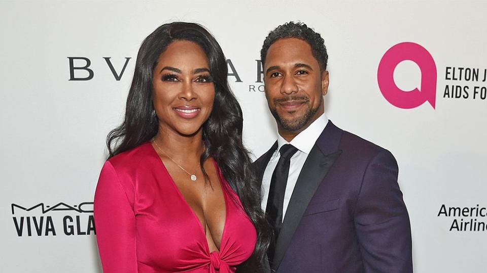 WEST HOLLYWOOD, CA - MARCH 04: (L-R) Kenya Moore and Marc Daly attend the 26th annual Elton John AIDS Foundation's Academy Awards Viewing Party at The City of West Hollywood Park on March 4, 2018 in West Hollywood, California. (Photo by Jamie McCarthy/Getty Images for EJAF)