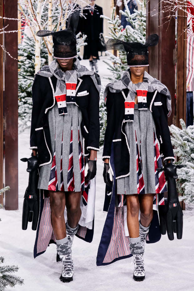 <p>Looks from Thom Browne's Fall 2020 collection. Photo: Imaxtree</p>