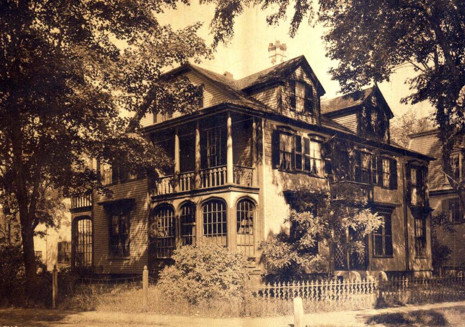 This undated vintage photo supplied by the Pejepscot Historical Society shows the house in Brunswick, Maine, where Joshua Chamberlain lived. The house at 226 Maine St. is now a museum operated by the Pejepscot Historical Society. Chamberlain led the Union victory at Little Round Top at the Battle of Gettysburg during the Civil War and later accepted the Confederacy’s surrender at Appomattox in Virginia. (AP Photo/Pejepscot Historical Society)