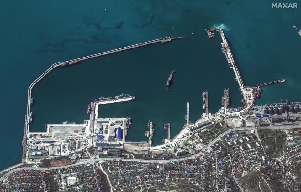 An overview of the Novorossiysk port in Russia on March 30.
