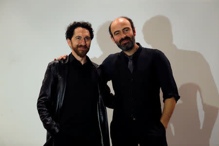 Kevork Mourad and Kinan Azmeh pose for a photograph after their performance in Beirut, Lebanon March 26, 2018. REUTERS/Mohamed Azakir