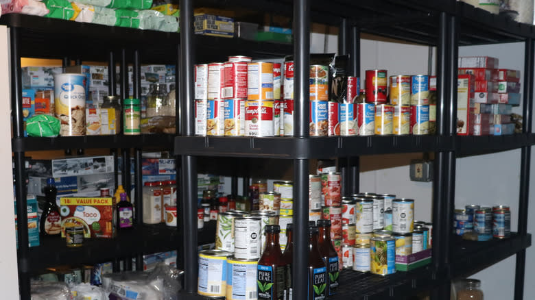 canned food in darkened storage