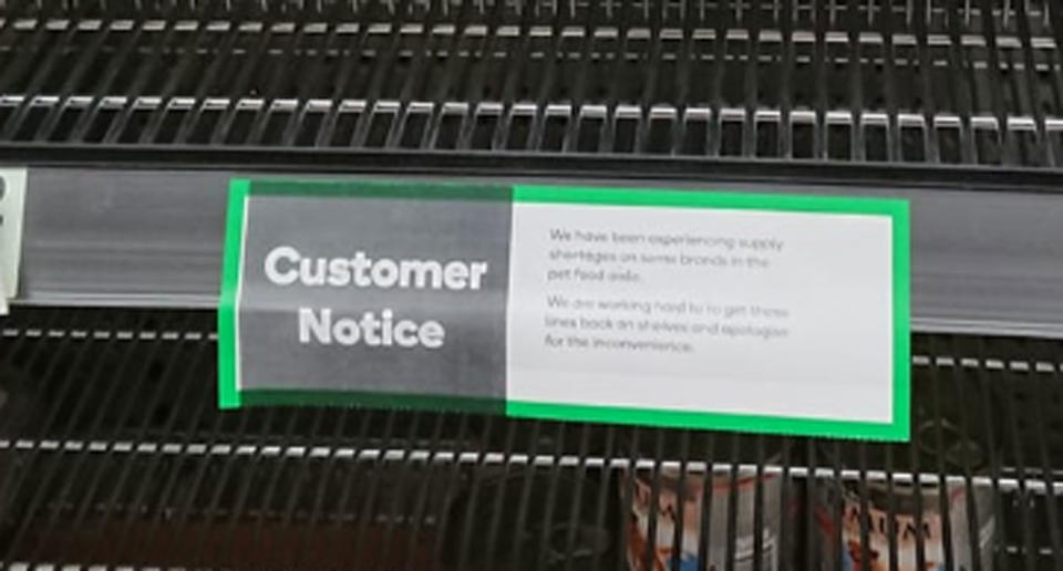 A note informs Coles customers of the shortage. Source: Facebook/ Adam Harrison