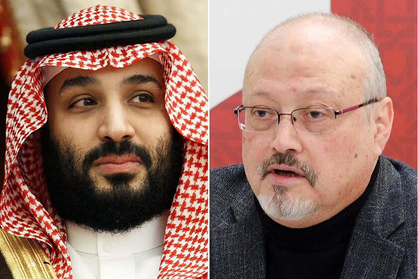 Mohammed bin Salman, left, and Jamal Khashoggi.