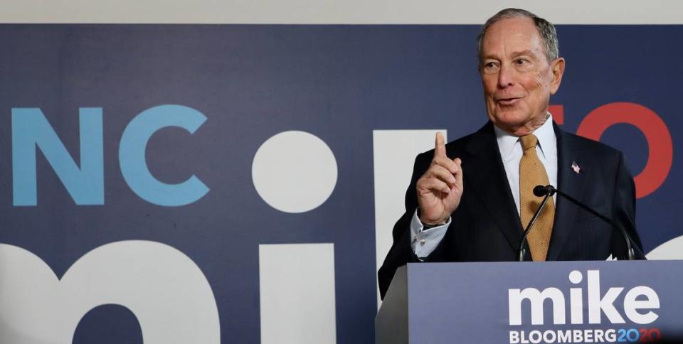 Democratic presidential candidate Michael Bloomberg greets the crowd gathered for his speech during the opening of the Bloomberg for North Carolina headquarters in Raleigh on Jan. 3.