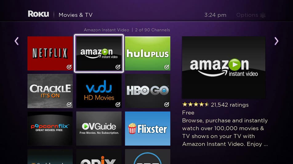 Prime Video, TV App, Roku Channel Store