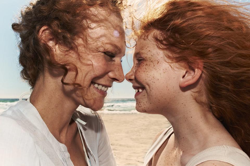 Redheaded mother and daughter