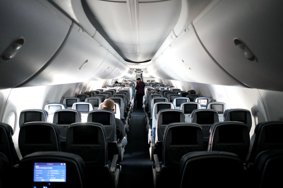 A Delta Airlines flight on April 20, 2020. Delta Airlines CEO Ed Bastian said this week that airlines could potentially require passengers to show immunity passports. (Photo: Rob Carr via Getty Images)