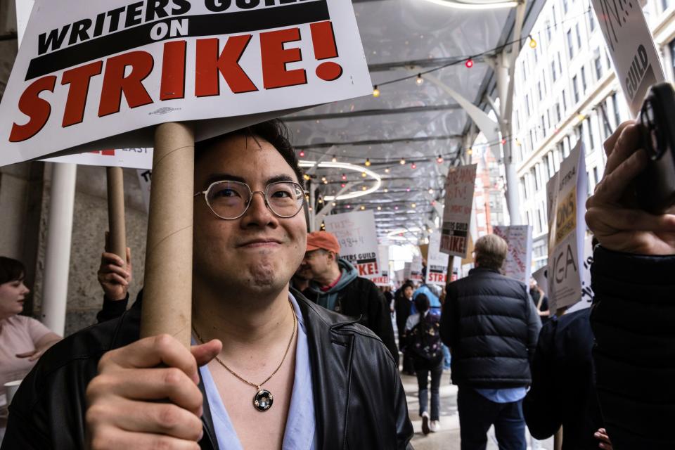 'SNL' writer and star Bowen Yang picketed with Writers Guild members in New York on May 3.  The late-night sketch show has been off the air since then and won't likely return until both Hollywood strikes are settled.