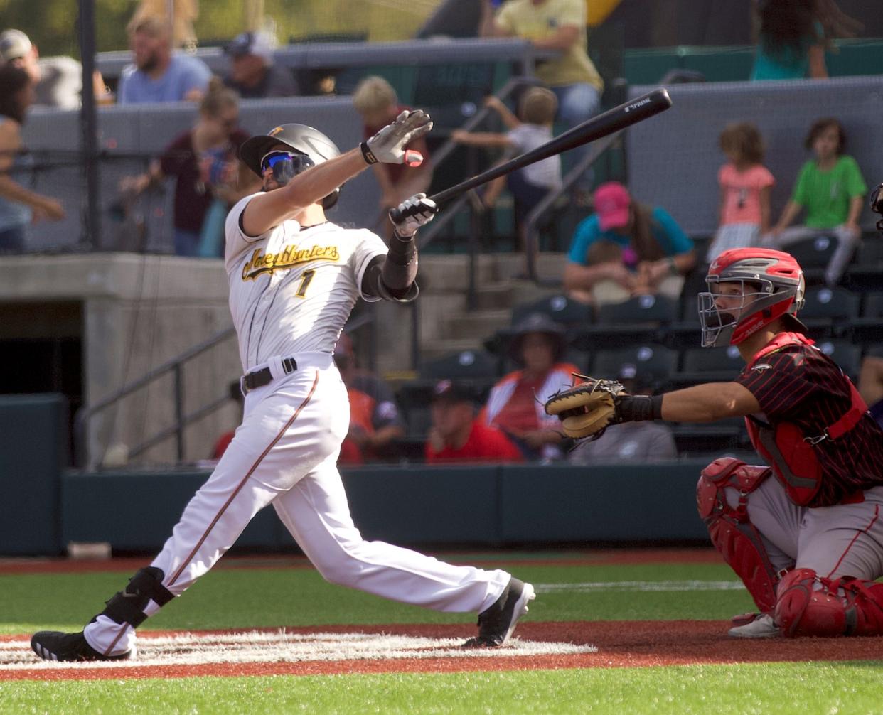 Images from the winner-take-all Game 5 Atlantic League of Professional Baseball championship series between the Gastonia Honey Hunters and Lancaster Barnstormers.