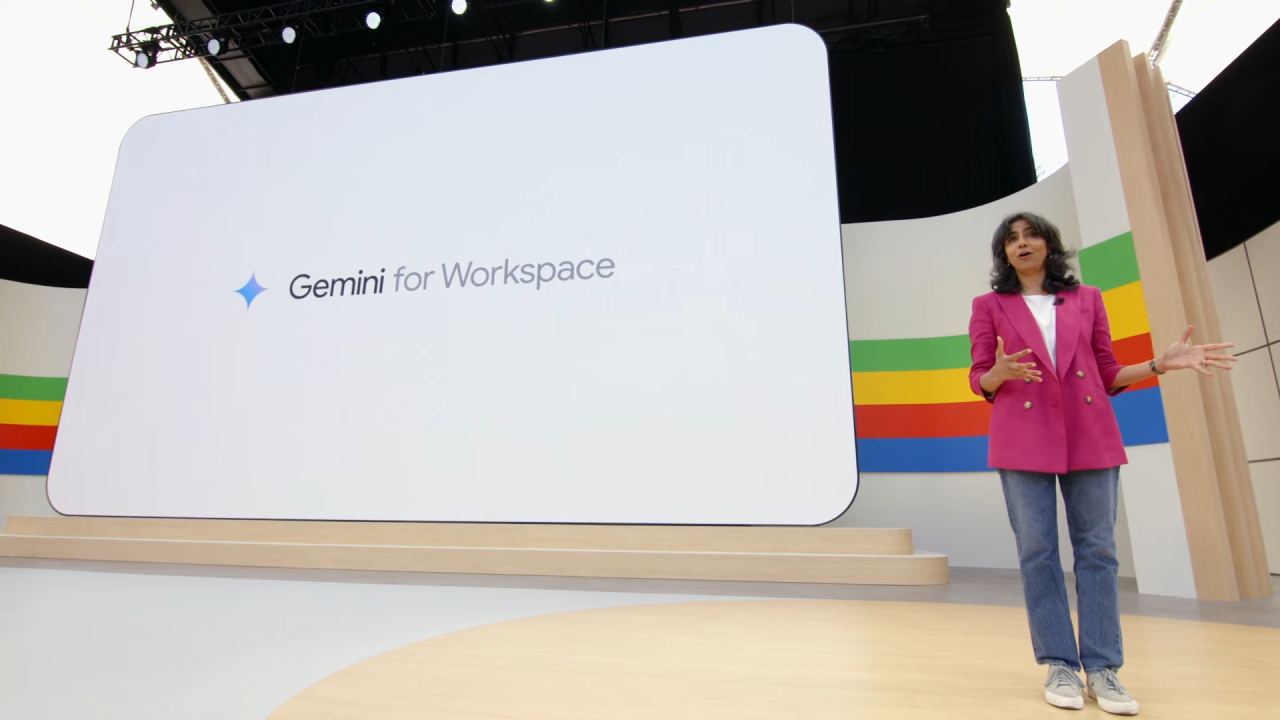 Google's Aparna Pappu onstage with a 