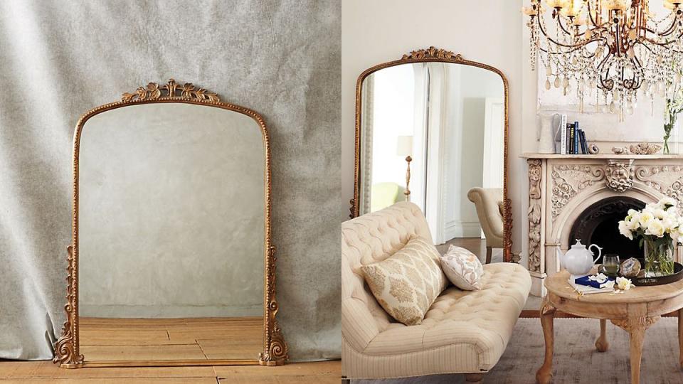 This ornate mirror brings elegance to any living space.