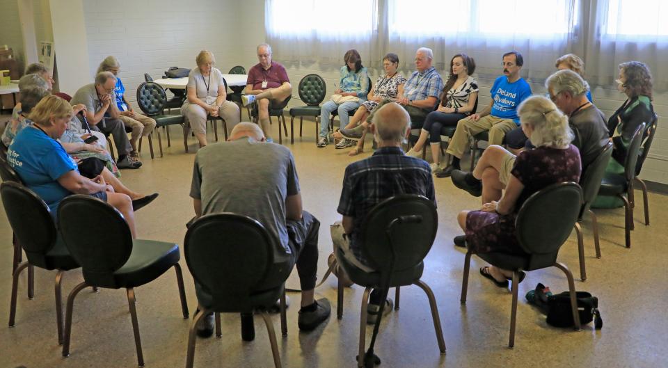 A small group of people who practice the Quaker faith gather every Sunday morning in DeLand for what they call a meeting. They sit quietly for an hour, waiting and listening for messages they might receive from their higher power. Occasionally, one of them will speak to share a message.