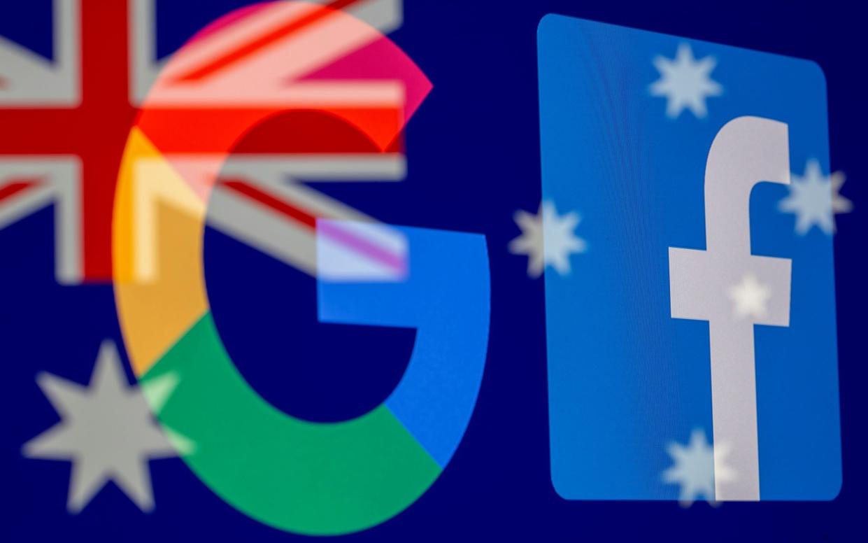 Google and Facebook logos and Australian flag are displayed in this file image - Dado Ruvic/Dado Ruvic