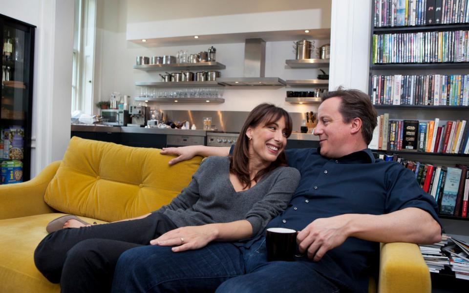 The Camerons at their apartment above 11 Downing Street - Premium Archive