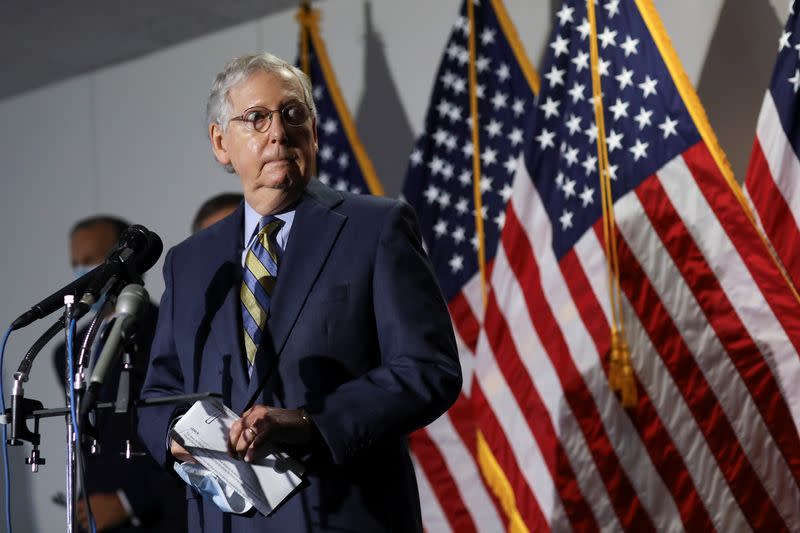 Senate Republicans attend weekly policy luncheon on Capitol Hill in Washington